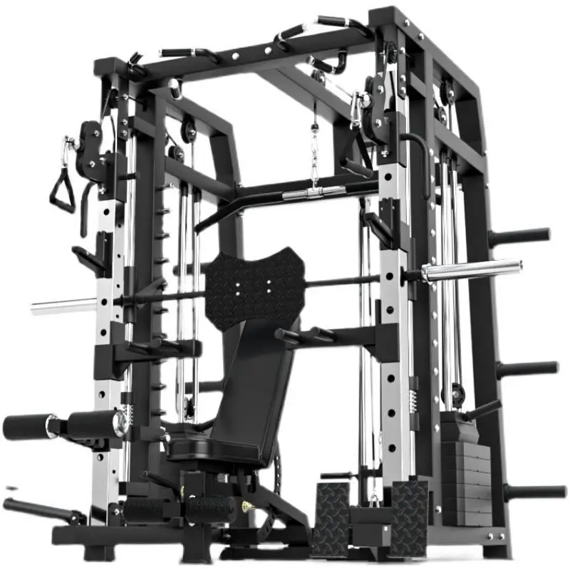 Commercial Smith Machine Set With 130kg Counterweights+100kg Weight Plates+Bench Door To Door Seller Pay Tax Smith Machine Set — image 6