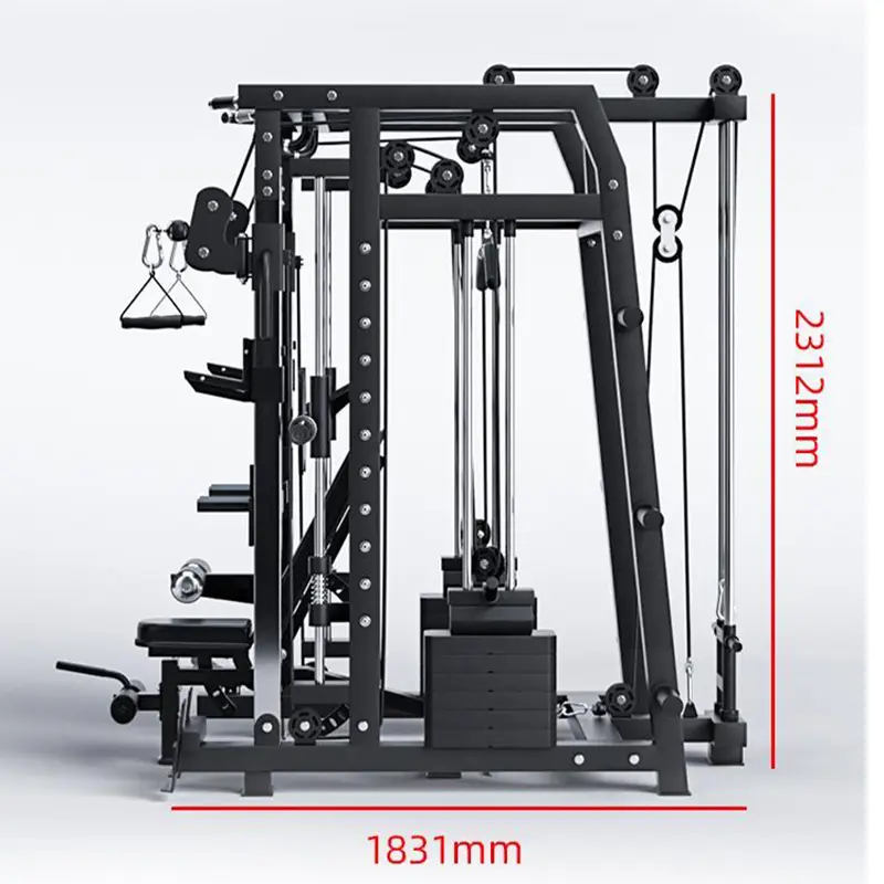 Commercial Smith Machine Set With 130kg Counterweights+100kg Weight Plates+Bench Door To Door Seller Pay Tax Smith Machine Set — image 7