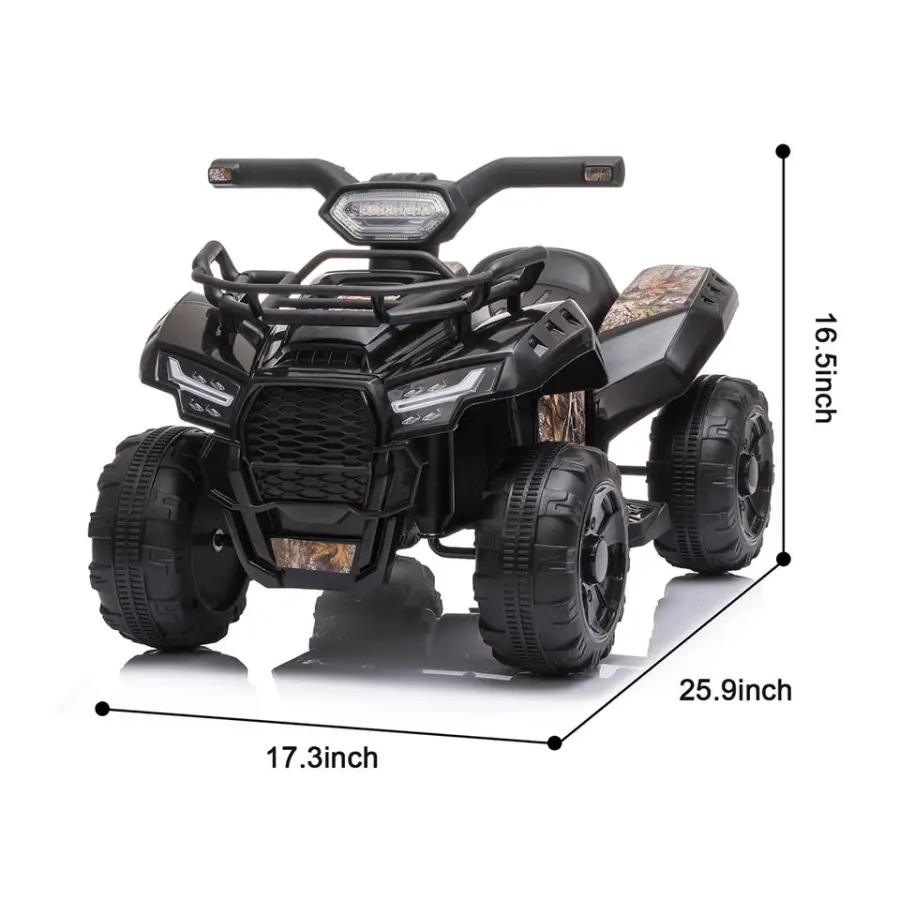 Kids Electric Ride on ATV,6V Battery Headlights, MP3, USB, Volume Control, Best Gifts for 18-36 Months Boys Girls Black — image 4