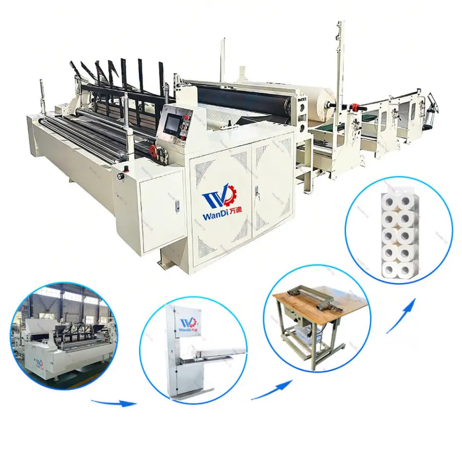 Semi-Automatic China Small Business Tissue Toilet Paper Making Machine Jumbo Roll Toilet Paper Rewinding Machine — view 1