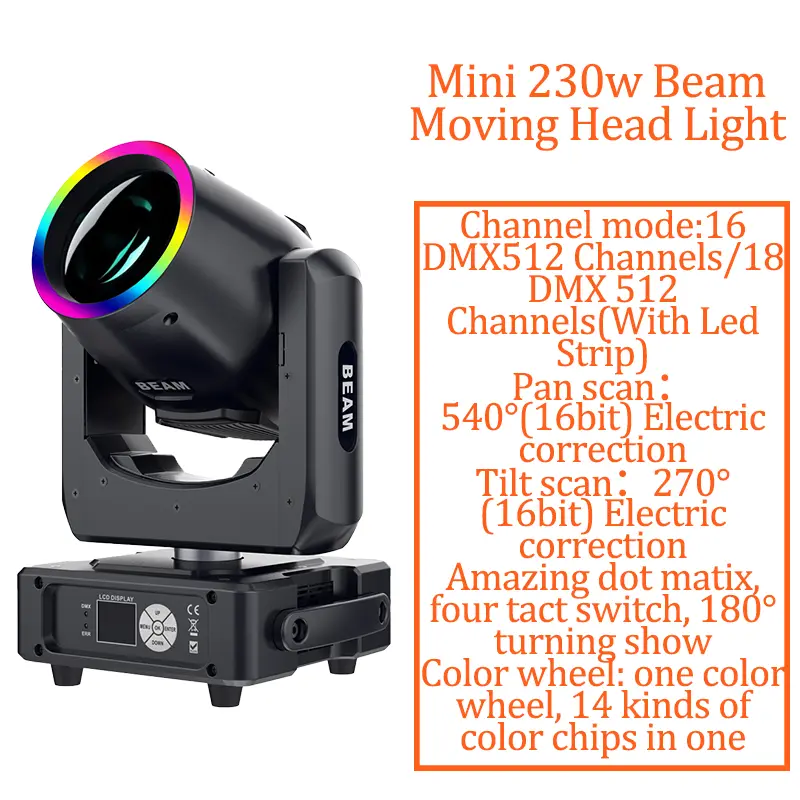 AOPU 230W Moving Head Beam Light With Rgb Led Light Strip Beam Moving Head Light for Club Wedding Dj Disco — image 5