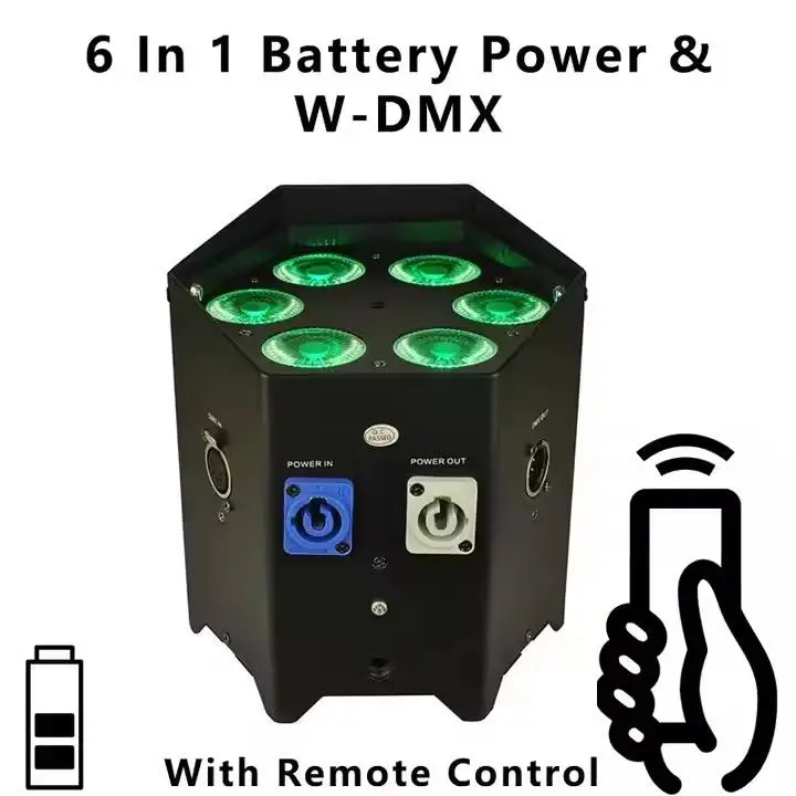 AOPU 6*18W RGBWA+UV 6In1 LED Battery Par Light Wireless Par Light Stage Lights for Party Bar Club Wedding — image 7