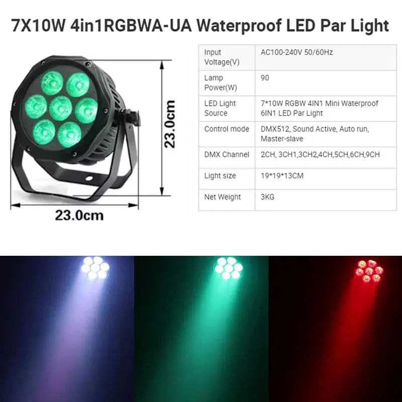 AOPU Par Lights 7X10W Waterproof 4in1 RGBW LED Outdoor Par Can Light Waterproof Par Light — image 3