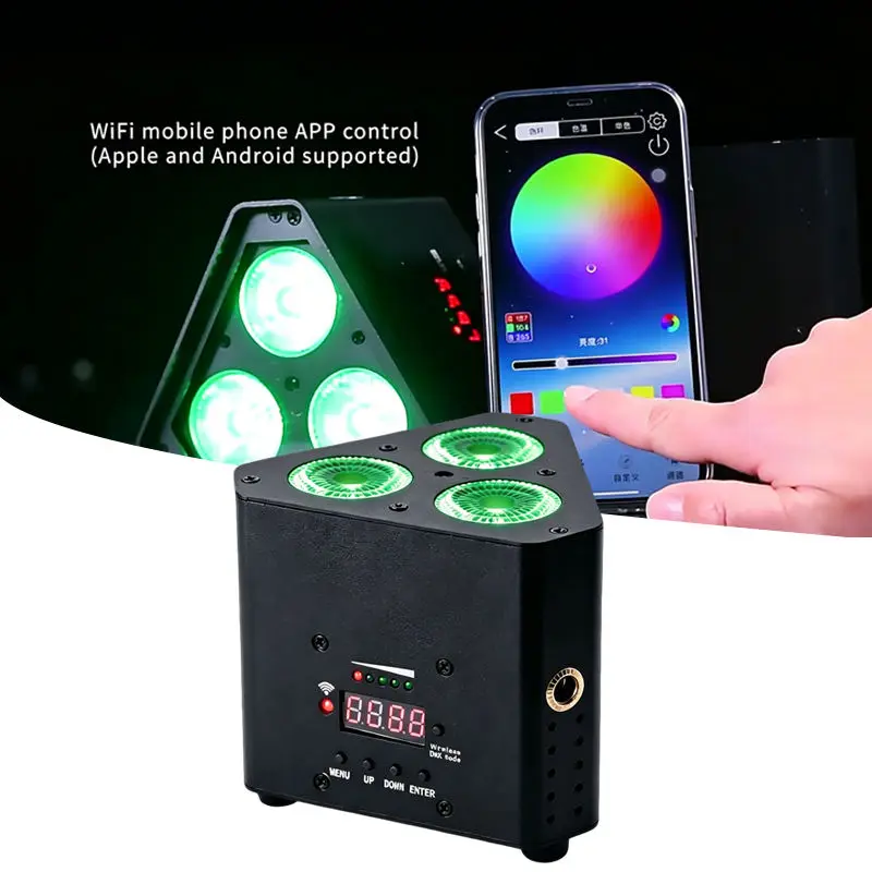 AOPU Sale by Bulk 3x18W RGBWA+UV 6 in 1 Battery Uplights Par Light Led Wireless Par Lights LED Stage Light for Wedding D — view 1