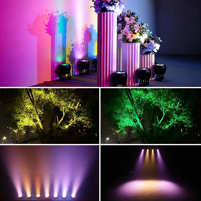 AOPU 6PCS 20W Waterproof LED Par Lights Battery Led Uplights Battery Wireless Led Par Can Lights for Wedding Party — image 6