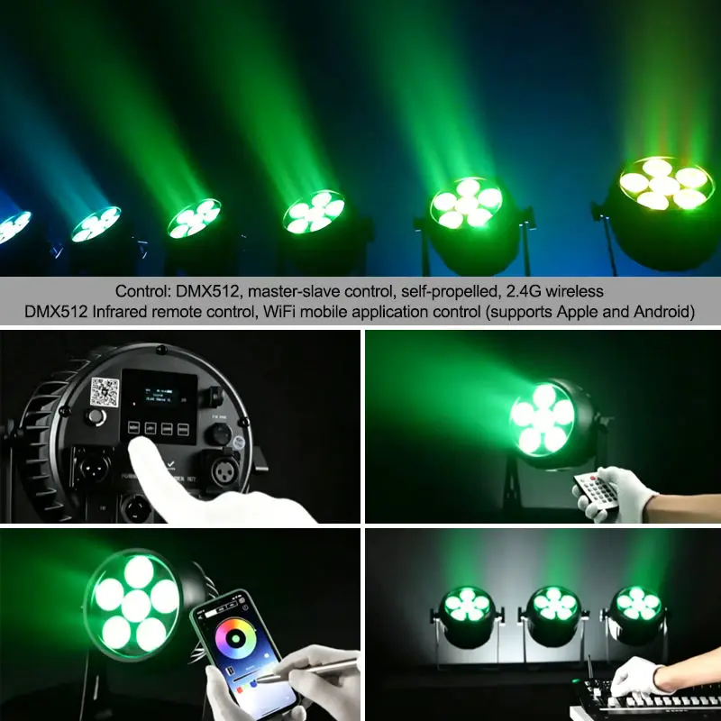 AOPU 6PCS 20W Waterproof LED Par Lights Battery Led Uplights Battery Wireless Led Par Can Lights for Wedding Party — image 7