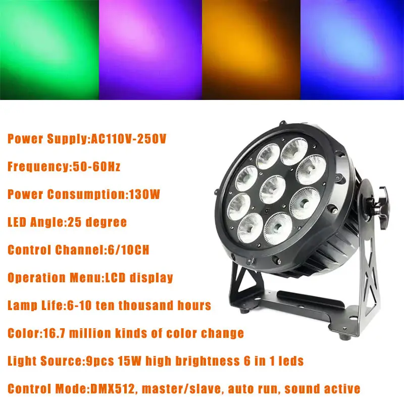 AOPU Waterproof 6In1 9pcs18W Uplights Battery Wireless Led Uplight Wireless Stage Light Led Par for Party Events — image 3