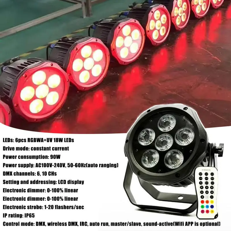 AOPU 6pcs 18w Rgbwa+uv 6 in 1 Wireless Dmx Battery Power Led Par Phone Wifi Led Par Can for Club Events — image 3