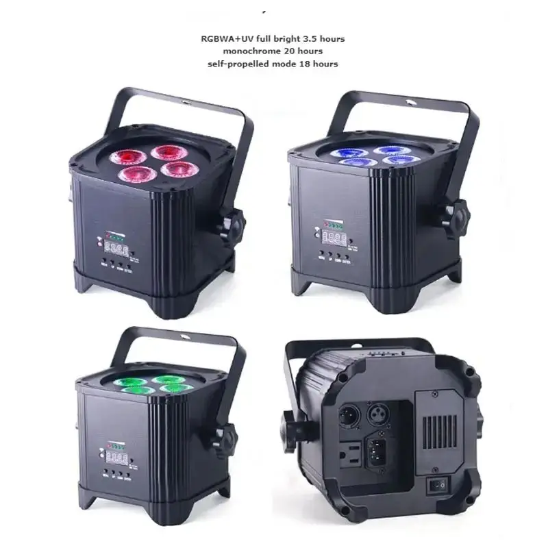 AOPU 4*18W RGBWA+UV 6In1 Led Par Lights With 10 Hours Battery Par Lights Uplights Battery Wireless Led Par Lights for DJ Wedding — image 4
