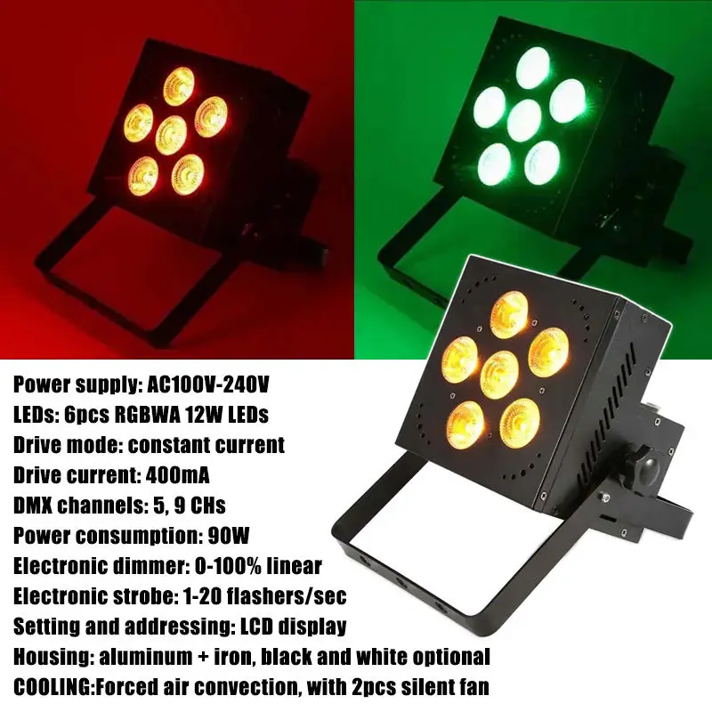 AOPU 6*18W RGBWA+UV Uplights Battery Wireless Par Light 6in1 Dmx Wireless Uplights Led Par Light for Wedding Party Restaurant — image 3