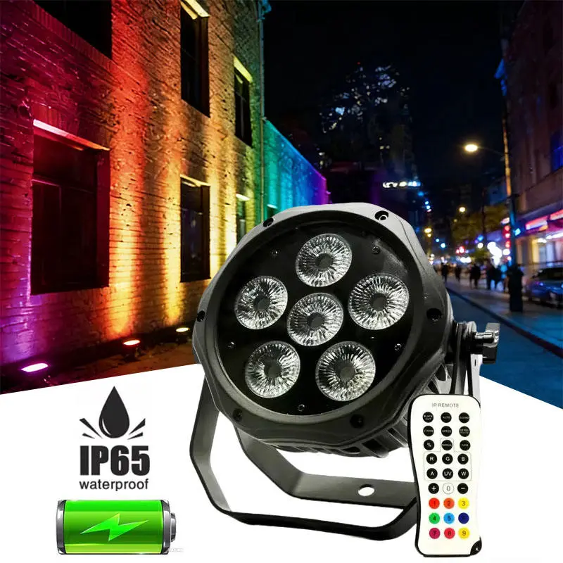 6*18W RGBWAUV Remote Control Wireless Dmx Battery Uplights LED Slim Par Light for Concert — view 1