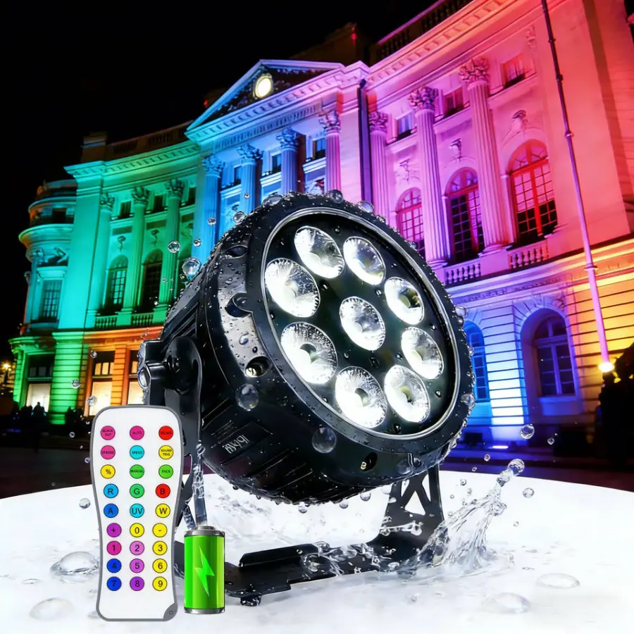 AOPU Waterproof 6In1 9pcs18W Wireless DMX Battery Powered Led Stage Light Par Light — view 1