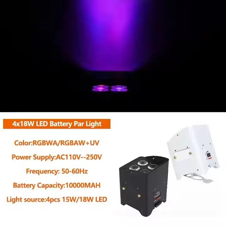 AOPU 4x18W RGBWA UV Battery Powered ProLights Smartbat Wireless LED Uplighter for Wedding DJ Disco — image 3