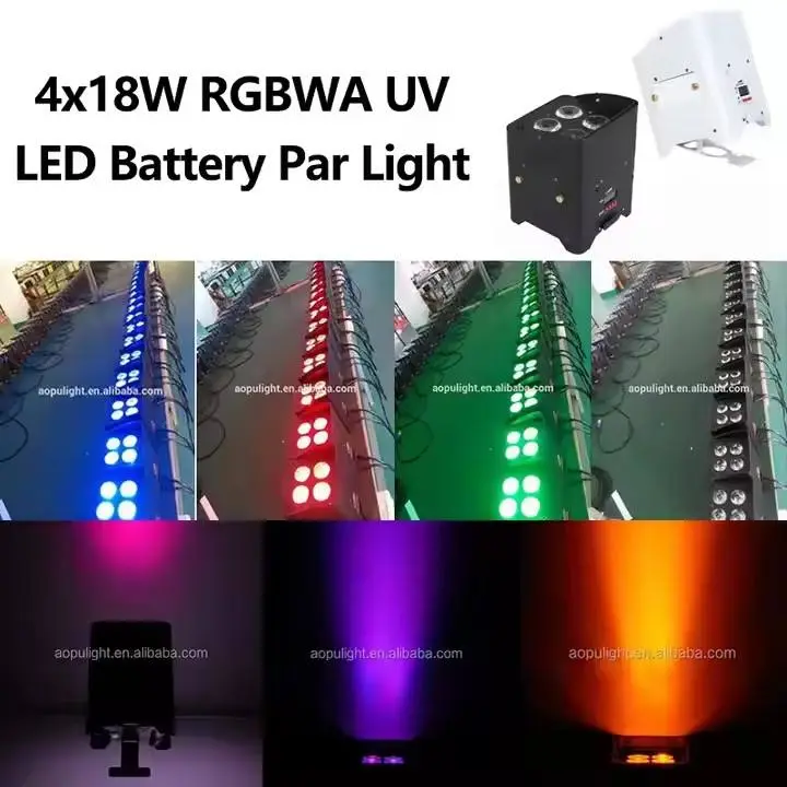 AOPU 4x18W RGBWA UV Battery Powered ProLights Smartbat Wireless LED Uplighter for Wedding DJ Disco — image 4