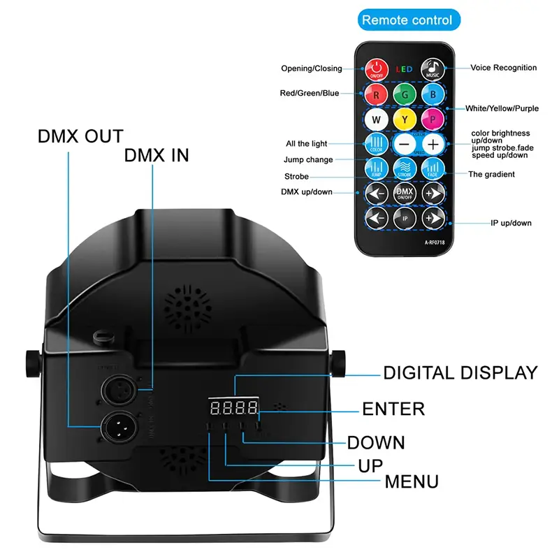 Stage Effect LED Par Light Dmx512 With Remote Control 24W 4 in 1 Rgbw 12 Led Par Light for Theater Auditorium Stage Bar — image 5