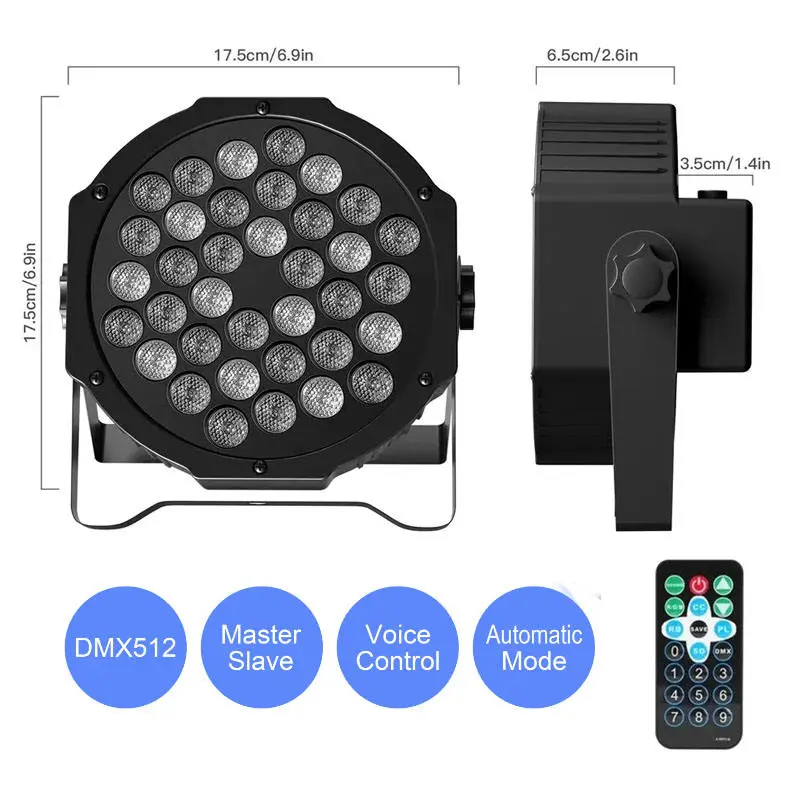 AOPU Hot Selling 36 LEDS Pars RGB 72W DMX 512 and Sound Active LED Stage Light Party Club DJ Lights — image 4
