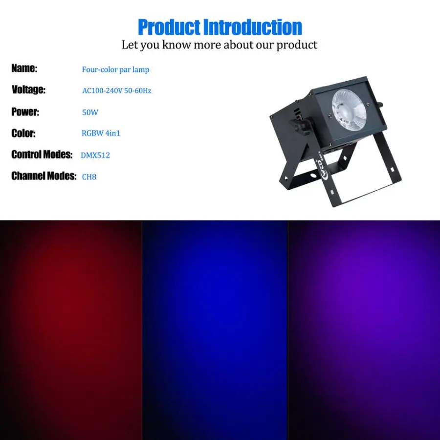 AOPU 4In1 RGBW 50W LED Par Light and Portable Elfin Par Can Stage Light DMX for Concert KTV — image 3