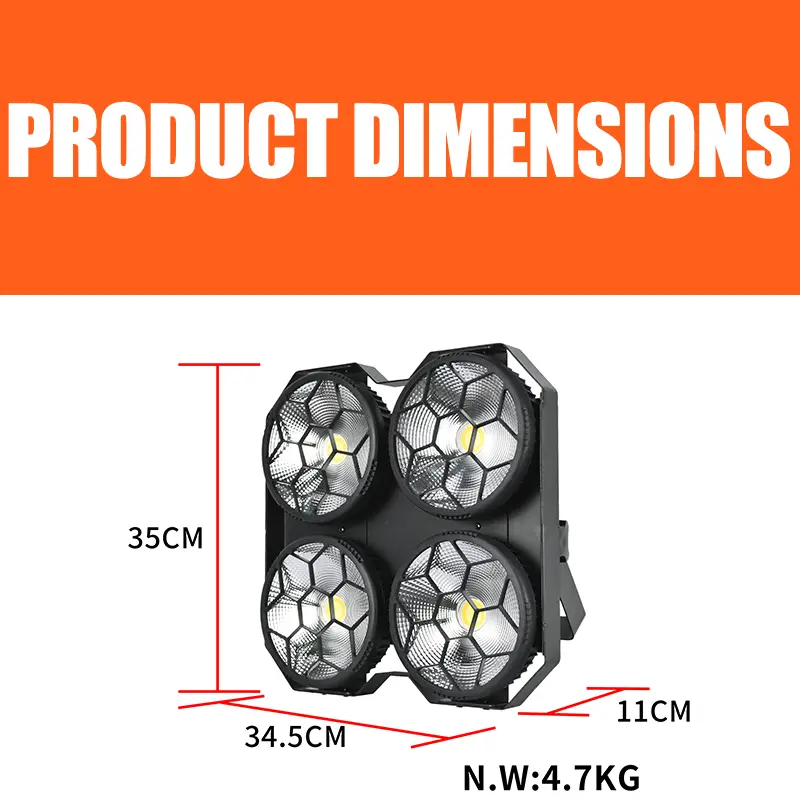 AOPU 50W * 4 Eyes Led Warm Par Cob Stage Blinder Light Audience Light Blinders Stage Light for Concernt — image 3