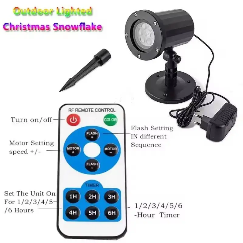 AOPU 4*1W RGBW or White Waterproof Outdoor Lighted Christmas Snowflake Projector Light — image 3