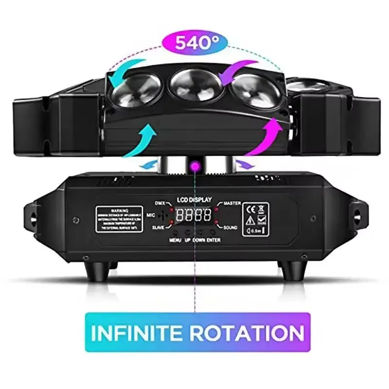 AOPU Hot Sale LED 9x10W RGBW DMX512 Beam Shaking Head DJ Party Disco LED Stage Light Spider Light — image 4