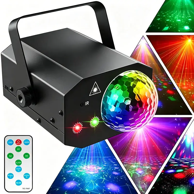 Hot Sale 2 In1 RGB LED Rotating Strobe Party Light With Remote Control Effect Stage Lights for DJ Club Night Lamp — view 1