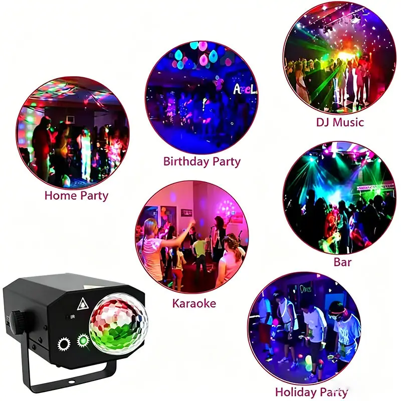 Hot Sale 2 In1 RGB LED Rotating Strobe Party Light With Remote Control Effect Stage Lights for DJ Club Night Lamp — image 7