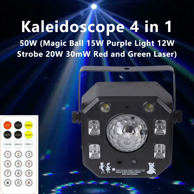 AOPU 50W RGBW Magic Ball Light Purple Light With Strobe Effect Red and Green Laser Lights for Night Club Bar Paerty — image 7