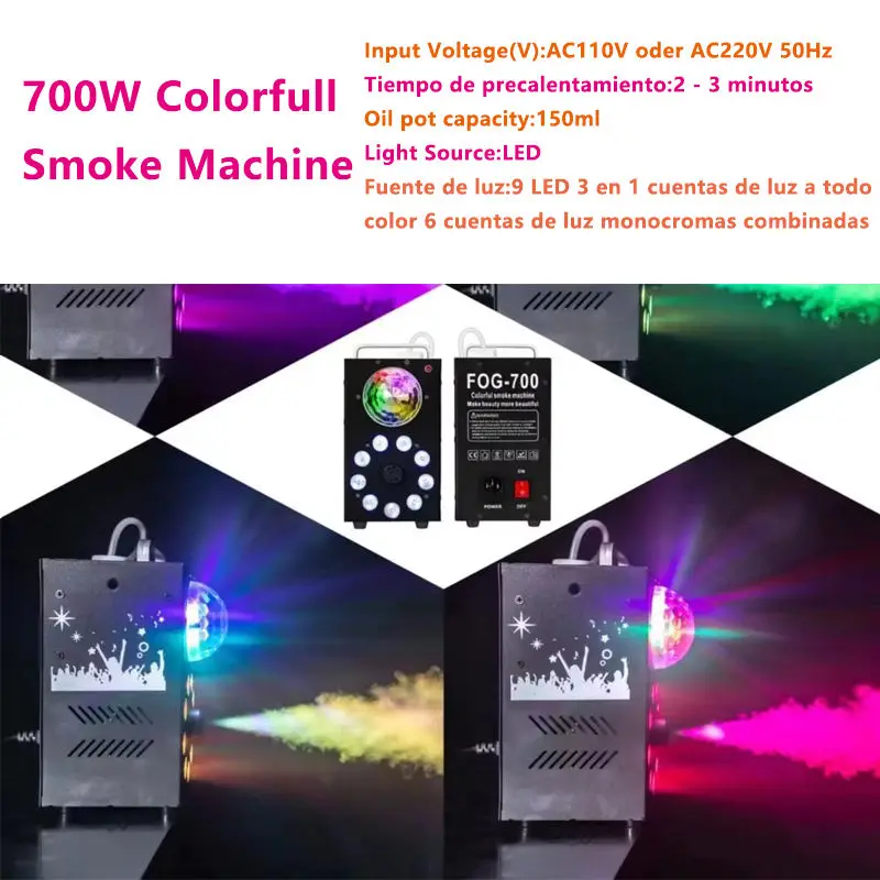 AOPU 700W Crystal Ball Effect Fog Smoke Machine Stage Light Wth Remote Control DJ Smoke Machine — view 2