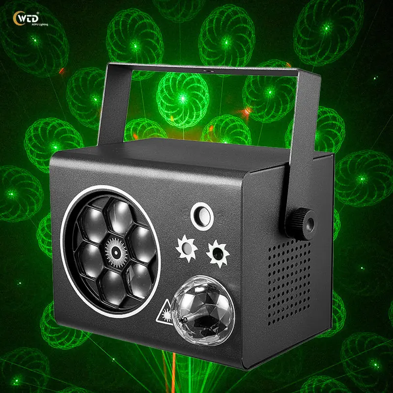 AOPU Multiple Effects 4In1Mini Effect Light With Magic Ball LED Strobe Pattern Red Green Laser Light — view 1