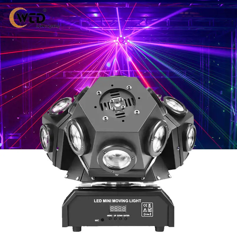 18pcs RGBW 4in1 LED Beam Moving Head Light 10W Power DMX RGB Laser Effects KTV Stage Lighting DJ Disco 3 Head Lights DMX — view 1