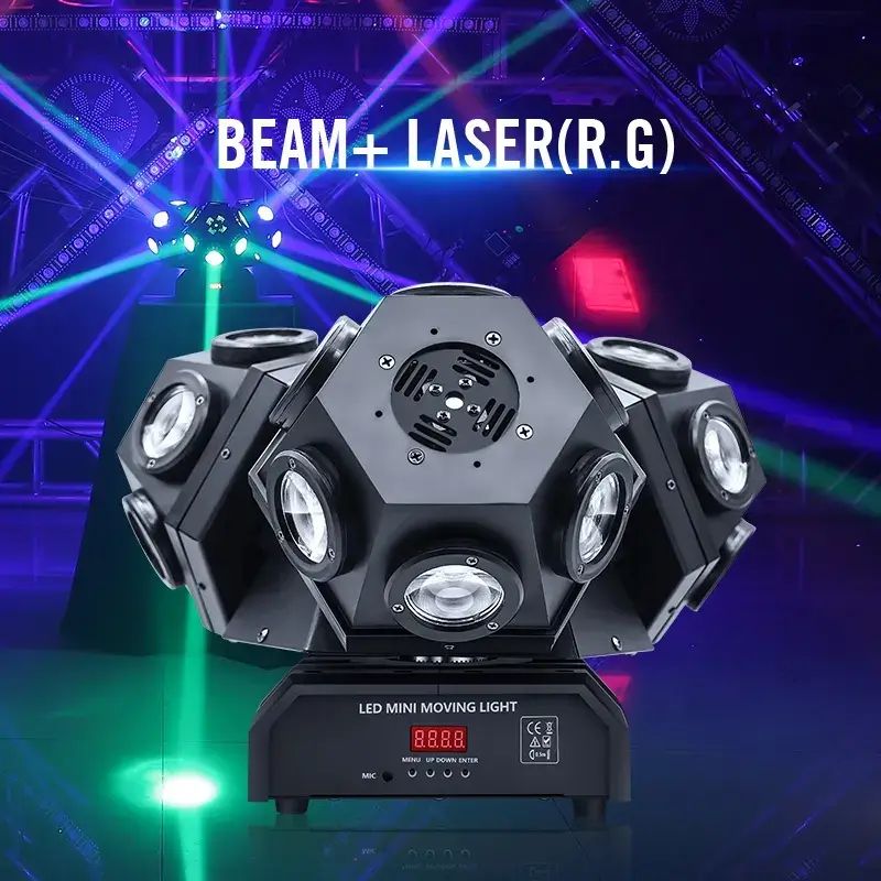 18pcs RGBW 4in1 LED Beam Moving Head Light 10W Power DMX RGB Laser Effects KTV Stage Lighting DJ Disco 3 Head Lights DMX512 — image 4