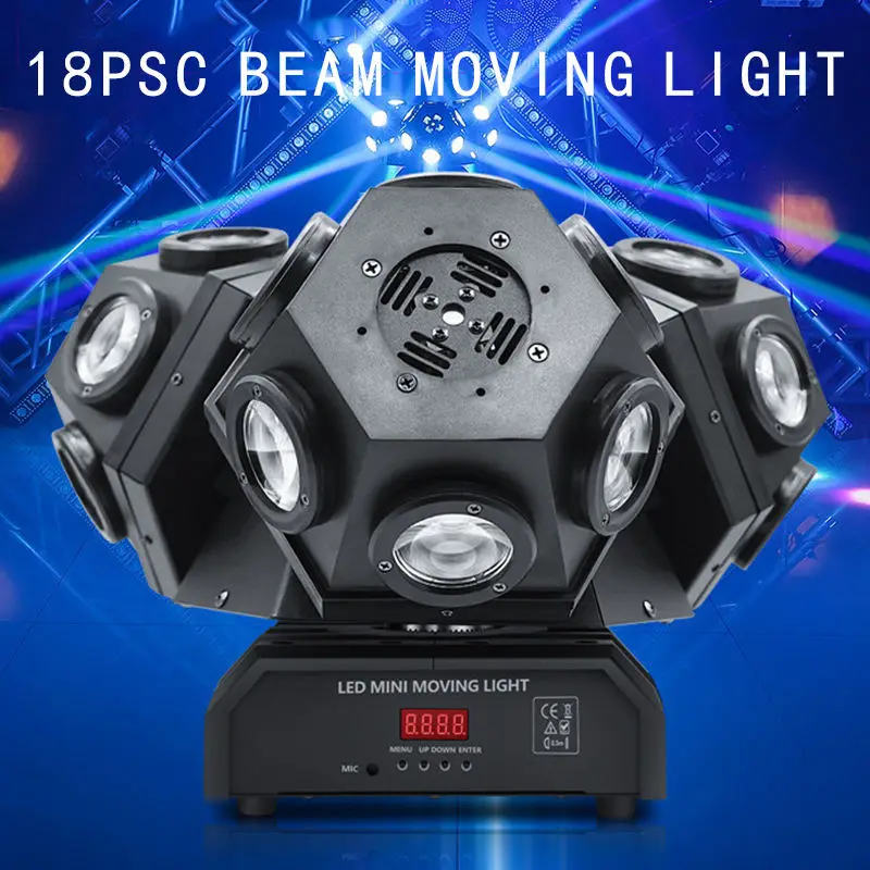 18pcs RGBW 4in1 LED Beam Moving Head Light 10W Power DMX RGB Laser Effects KTV Stage Lighting DJ Disco 3 Head Lights DMX512 — image 5