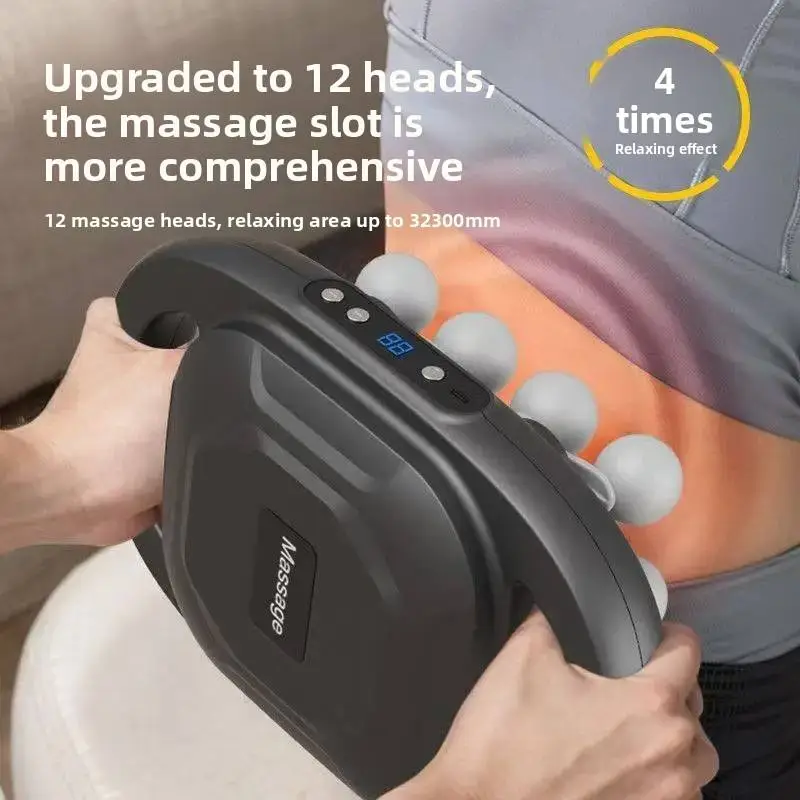 New 12-Head LCD Fascia Gun Multi-Head Massager Deep High-Frequency Vibrator for Body for Waist and Back Massage — image 3