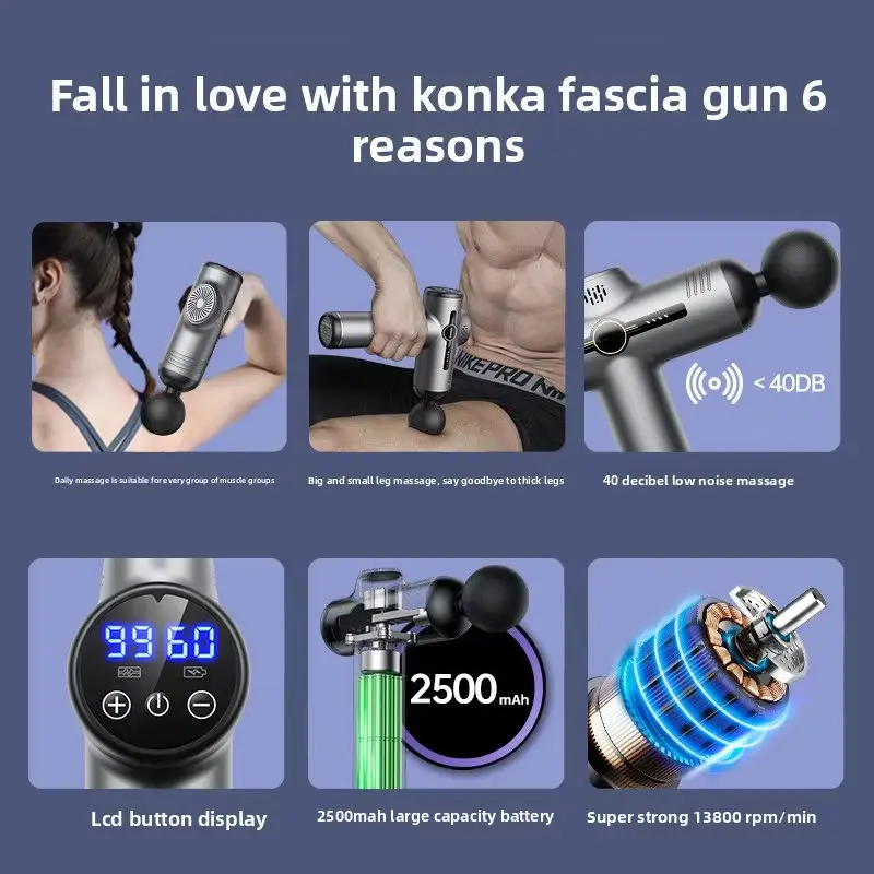 Smart Home Fitness Cross-Border Fascia Gun Electric Membrane Muscle Relaxation Massager for Body Manufactured — image 5