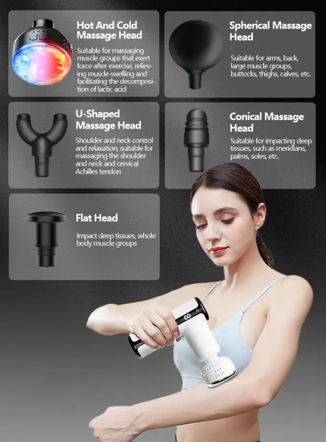 Hot Cold Mini Fascia Gun New Electric Fitness Equipment for Yoga Sports Full Body Massager Deep Tissue Massage Function for Head — image 7