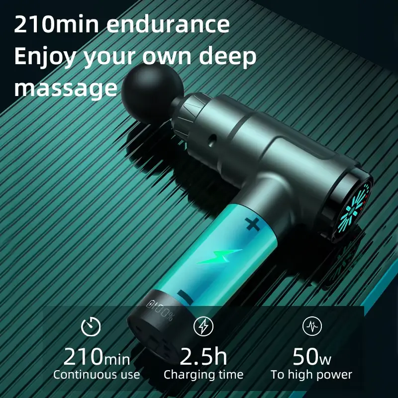 Cross-Border Professional Dual-Head Electric Fascia Massager Powerful Brand Deep Relaxation Fingerprint Screen Fascia Gun for — image 3