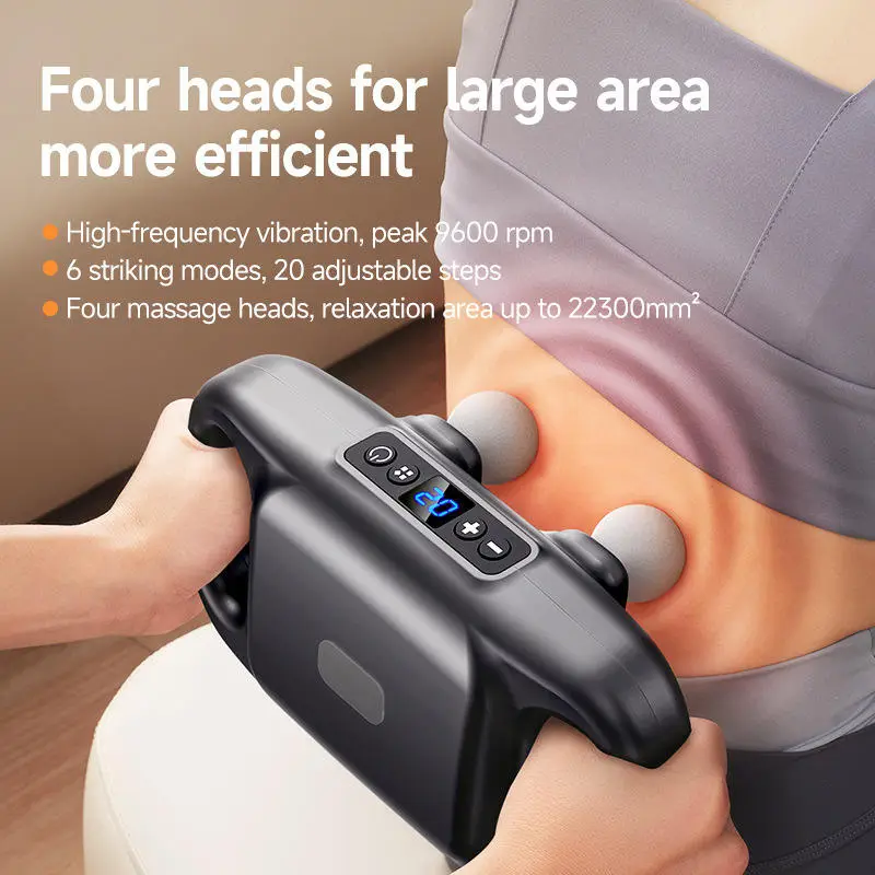 Professional Grade Four-Head Fascia Multi-Head Massager Portable Deep Impact Body Relaxation Massage Gun 4 Speed Heat Features — image 5
