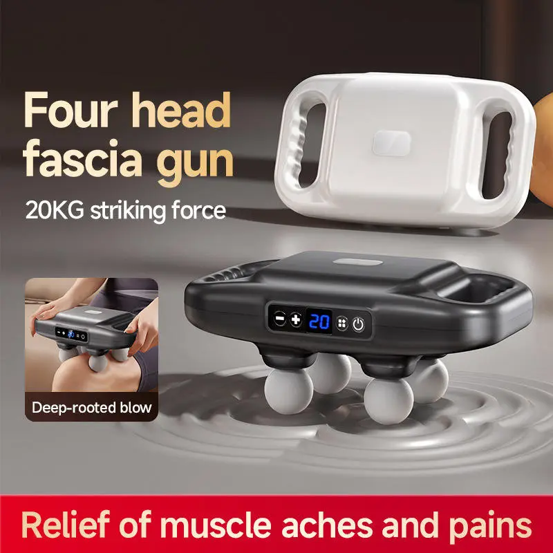 Professional Grade Four-Head Fascia Multi-Head Massager Portable Deep Impact Body Relaxation Massage Gun 4 Speed Heat Features — image 6