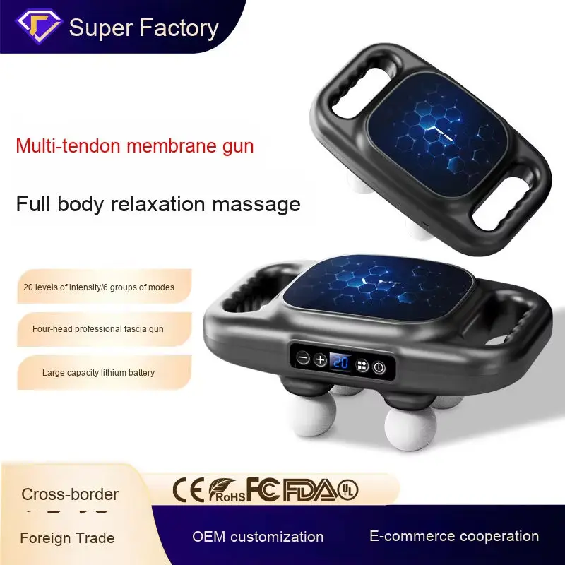 Professional Grade Muscle Relaxation Massage Gun Four-Head Fascia Multi-Head Massager 30 Speed Heat Portable Deep Impact — image 6