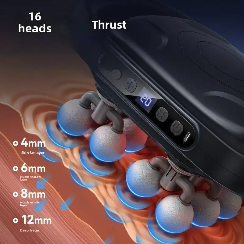 Professional-Grade 8 16-Head Fascia Gun Muscle Massager Cross-Border Whole Body Relaxation Hammer for Cervical Spine Included — image 2