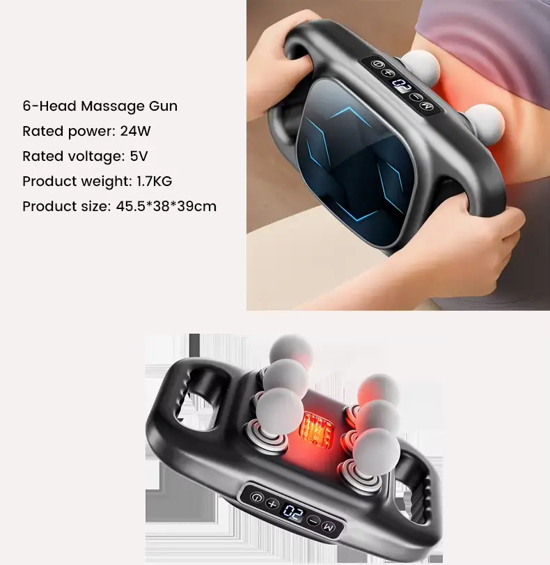 8-16 Heads Muscle Massage Gun with 30 Speeds 3 Modes Grey Percussion Massage for Back Legs Relief Body Gift for Men and Women — image 6