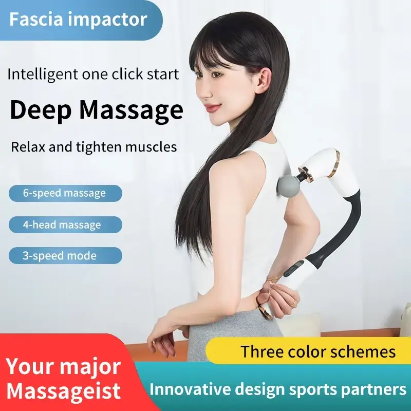 Portable Electronic Deep Tissue Massage Gun with Strong Kneading Intensity Handheld Fascia Impactor Massager Curved Handle — image 6