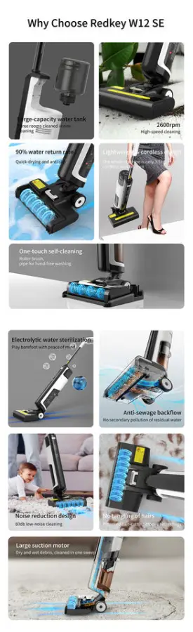 RedKey W12 SE Wet Dry Vacuum Cleaner Cordless Smart Mop Washing Multi-Surface Wireless Handheld Floor Washer Self-Cleaning — image 3