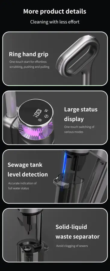 RedKey W13 Brushless Motor Wet/Dry Handheld Vacuum Cleaner for Multi-Surface Smart Cordless Mop Floor Washer with Self-Cleaning — image 5