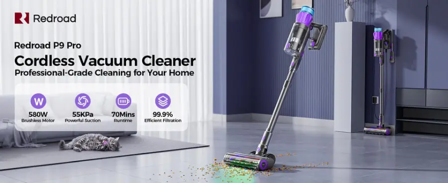 Redkey P9 Pro 28kPa Strong Suction Cordless Stick Vacuum Cleaner LED Lights Cyclone Technology Lightweight 400W Household RV Use — image 2