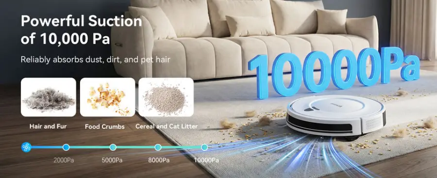 Redroad E6 Robot Vacuum Cleaner 10000Pa Suction 150min Runtime Infrared Navigation App-Controlled Household Use Sweeping — view 3