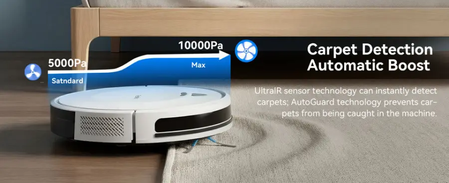 Redroad E6 Robot Vacuum Cleaner 10000Pa Suction 150min Runtime Infrared Navigation App-Controlled Household Use Sweeping — view 6