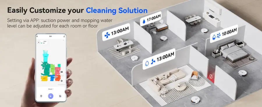 Redroad R11 Automatic Dirt Disposal Wet/Dry Robot Vacuum Cleaner 20000Pa Suction HEPA Filter APP Voice Control LDS Navigation — image 5