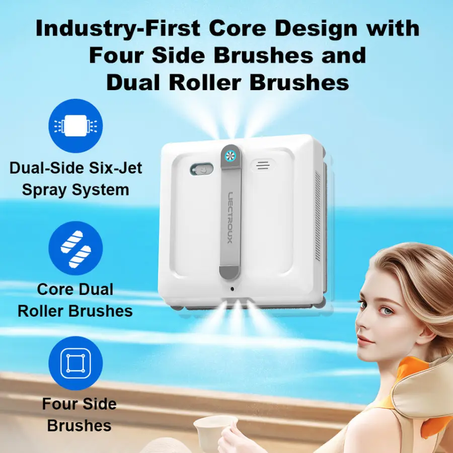 Cleaning Windows Robot Liectroux S9,with 2 roller brushes,6-way water pump spray,10KPa,frameless works,app control,voice prompts — image 3