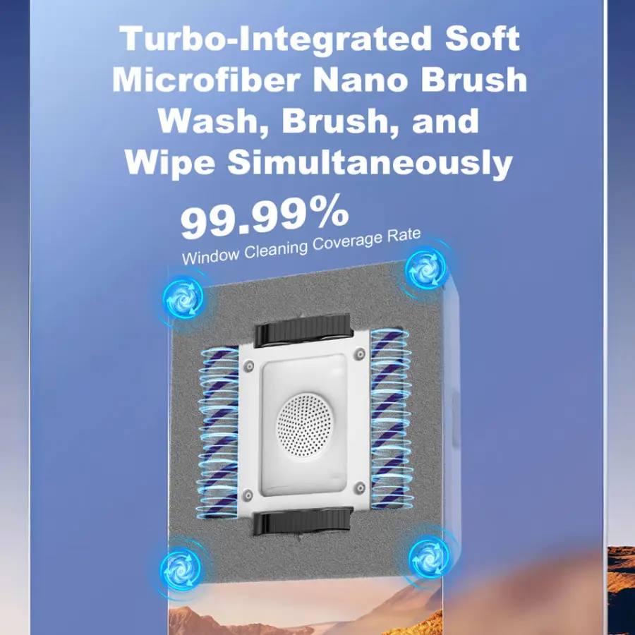 Cleaning Windows Robot Liectroux S9,with 2 roller brushes,6-way water pump spray,10KPa,frameless works,app control,voice prompts — image 6
